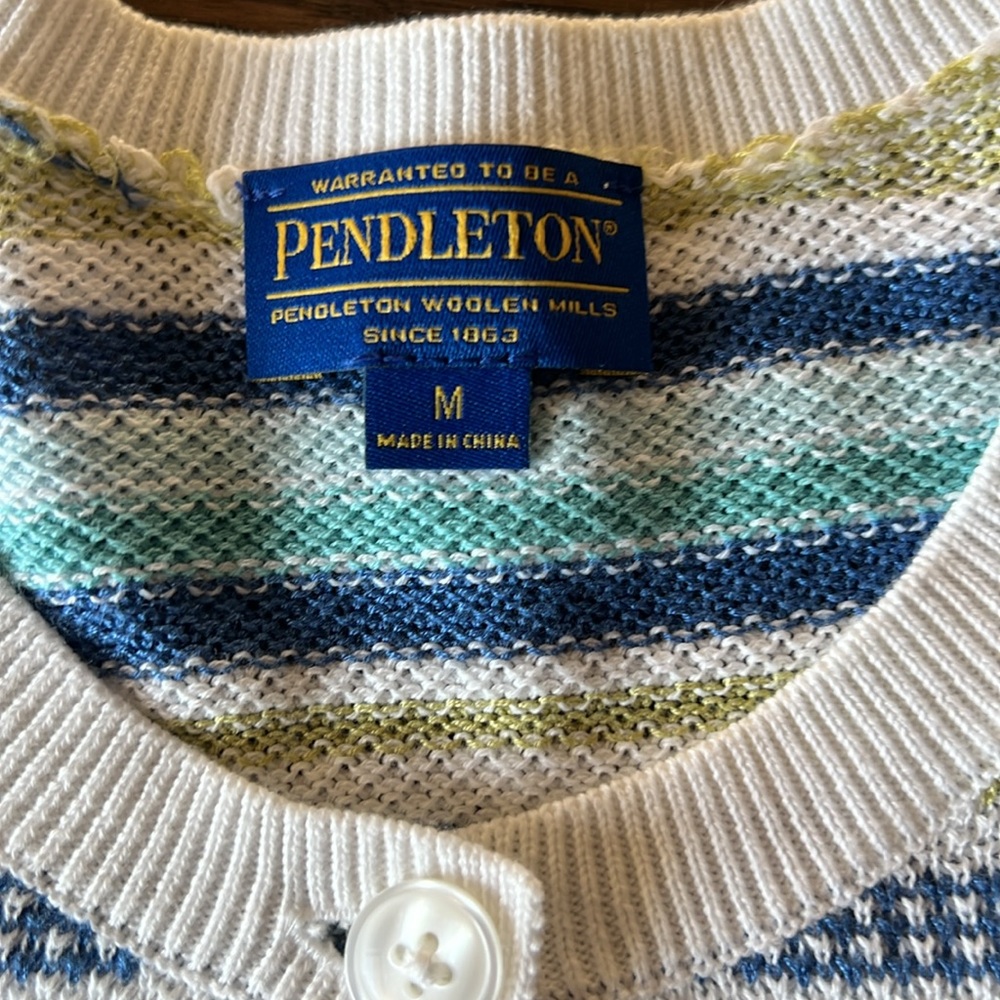 Pendleton Women’s Size Med Button Down white, Blu… - image 2
